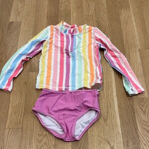 Ruffle Butts Rainbow Stripe Rashguard Set